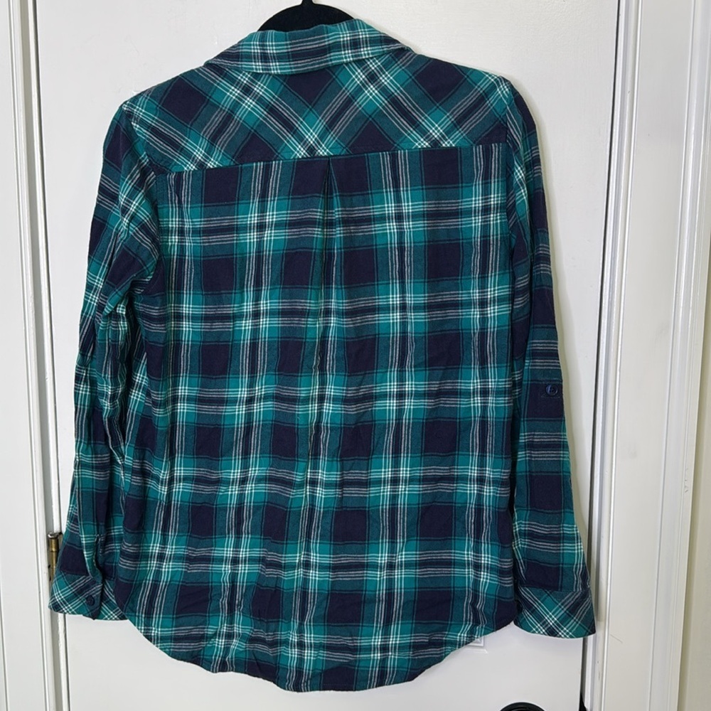 Market & Spruce Blue Plaid Button Down Shirt with Notched Collar - Picture 4 of 5